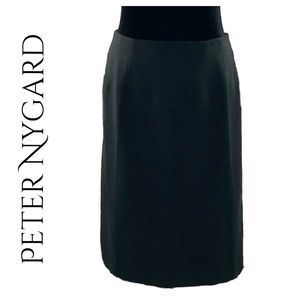 ❀ Black Peter Nygard Midi Pencil Length Career Skirt With Back Slit SZ 8